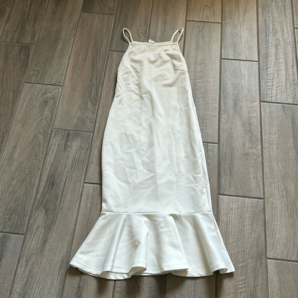 Ivory ruffle midi dress